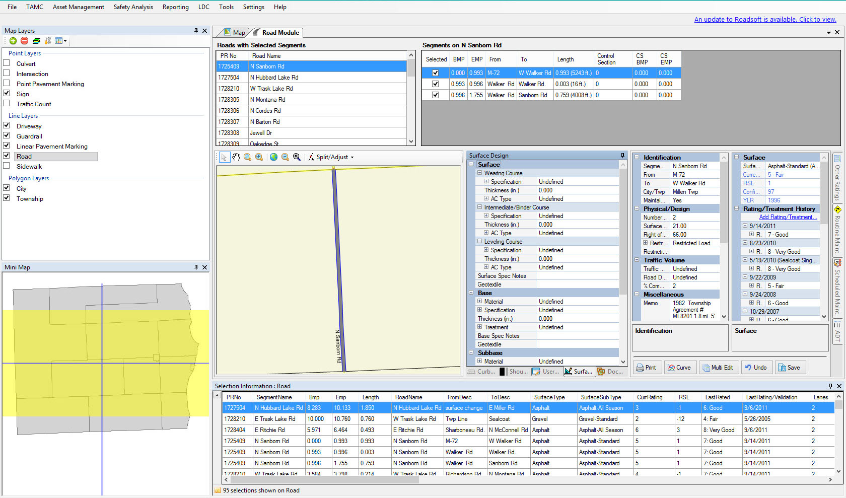 The Surface Design tab of the Road Module