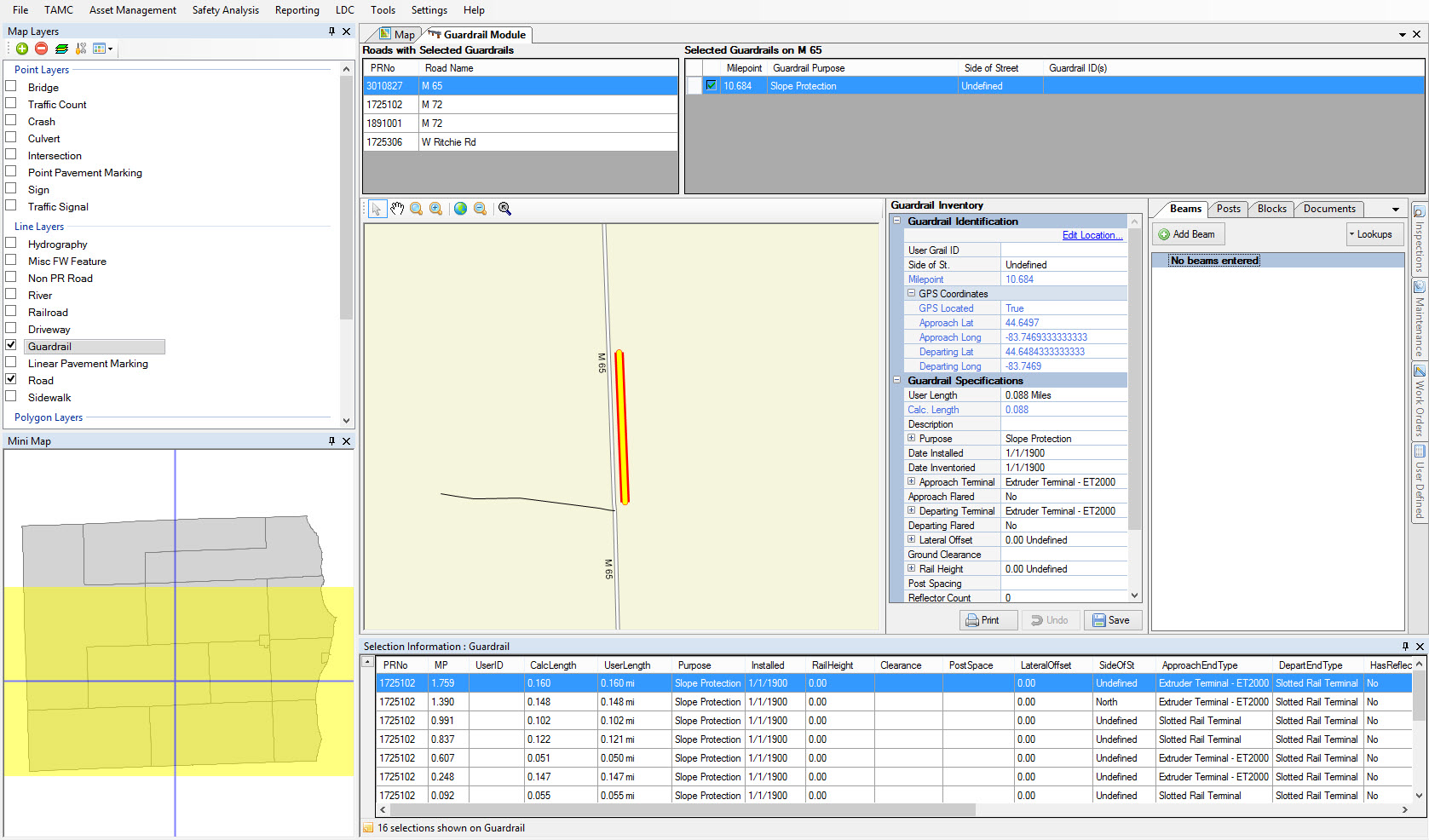 The Guardrail Module will help you track the location, condition, and other details about your guardrails